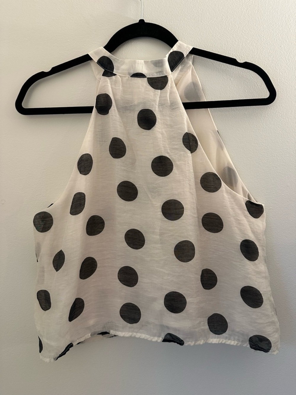 Zara White Black Polka Dot Halter Camisole Lyocell Button Front NWOT Size M - Picture 7 of 7